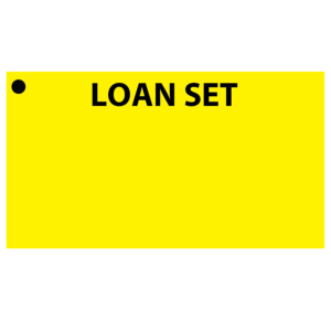 LOAN SET - 50 x 90, Black Print on Yellow, 100 per pack with ties