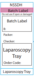 Laparoscopy Tray - 72x35mm, Black print on white Piggy Back label w/ steam indicator, 500/roll