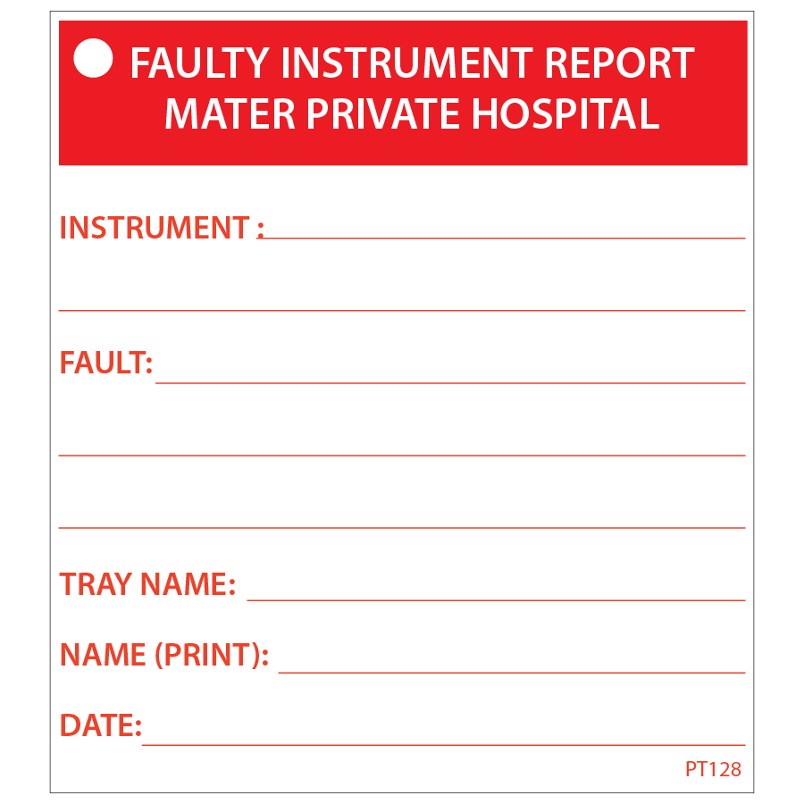 FAULTY INSTRUMENT REPORT - MATER PRIVATE - RED PRINT 102 X 100