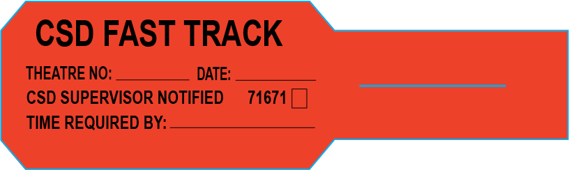 CSD FAST TRACK , Black on Red, 60mm x 240, 500 labels per roll.