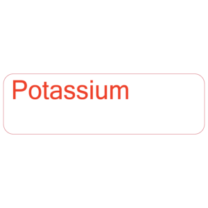 Potassium, 40 x 12, PAPER, Red print on White Label, 800 per roll