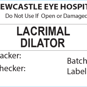 LACRIMAL DILATOR Piggy Back Label printer 50 x 35 mm 500 per roll - No indicator