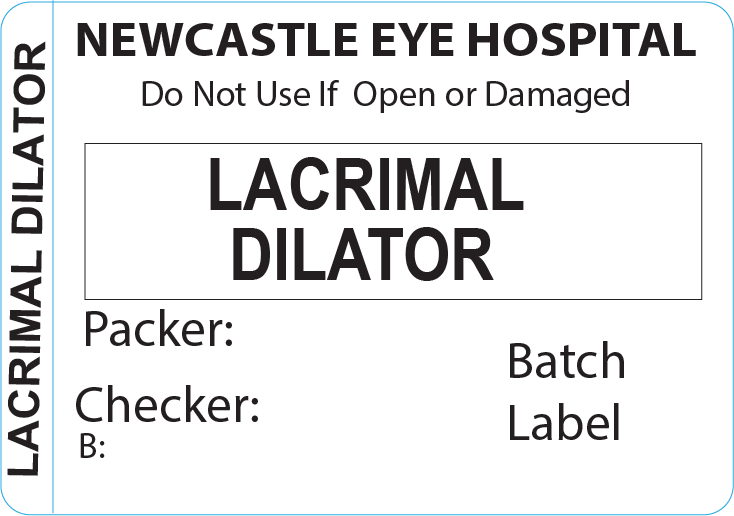 LACRIMAL DILATOR Piggy Back Label printer 50 x 35 mm 500 per roll - No indicator