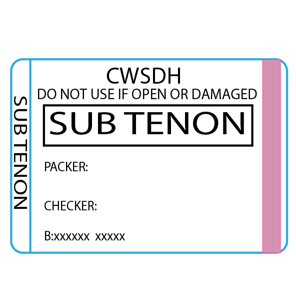 Sub Tenon - 50 x 35 , Black print on White piggyback Label with steam indicator 500 per roll
