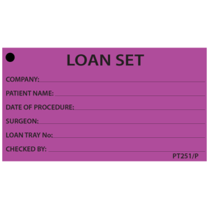 LOAN SET - 50 x 90, Black Print on Violet, Pack of 100 with Ties