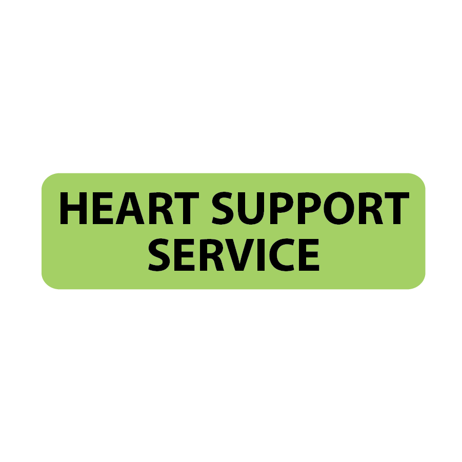 HEART SUPPORT SERVICE - 40 x 12, PAPER, Black print on Green Label, 800 per roll