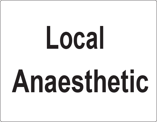 Local Anaesthetic - 27mm x 36mm Black Print on White Label, 400 per roll
