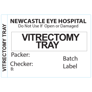 PB5035P500-13 "Vitrectomy Tray" Piggy Back Label printer 50 x 35 mm 500 per roll - No indicator
