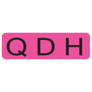Q.D.H. - 40 x 12 , PAPER, Black print on Fluoro Pink Label, 800 per roll