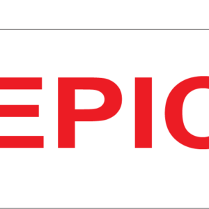 EPIC - 70 x 40mm, Red Print on White Label, 500 per roll