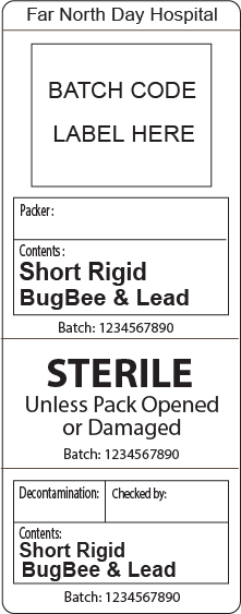 Short Rigid Bugbee & Lead (Sequential numbers) - 103x40mm, Piggy back label, 500/roll