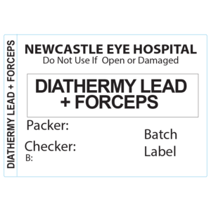 PB5035P500-28 "Diathermy Lead + Forcep" Piggy Back Label printer 50 x 35 mm 500 per roll - No indicator