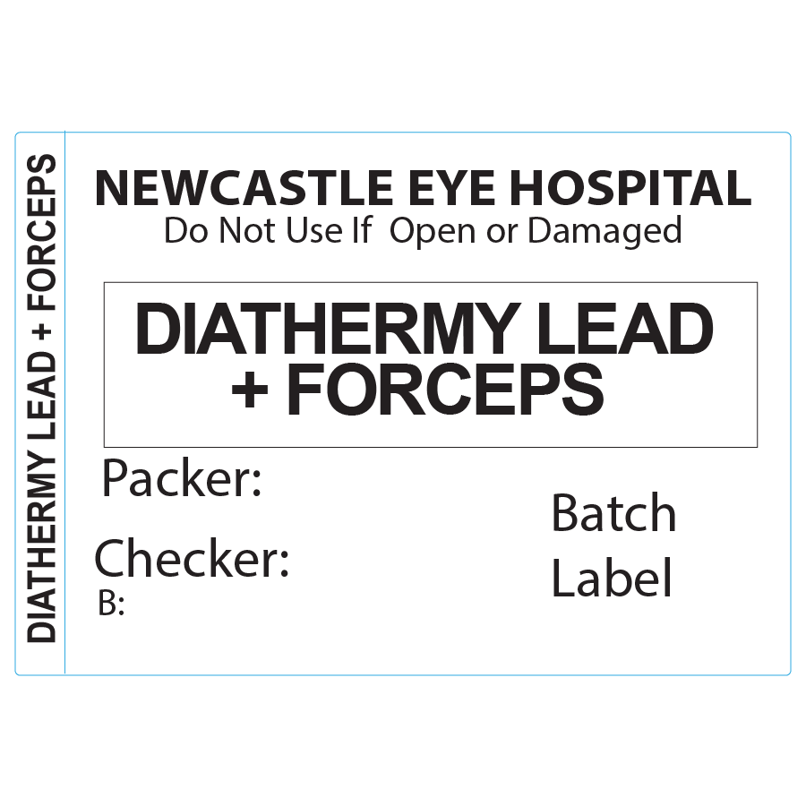PB5035P500-28 "Diathermy Lead + Forcep" Piggy Back Label printer 50 x 35 mm 500 per roll - No indicator