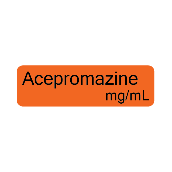 Acepromazine mg/mL - 40 x 12, PAPER, Black print on Orange Label, 800 per roll