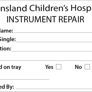 INSTRUMENT REPAIR - 50 x 90, Black print on White Tag, 100 per pack with ties