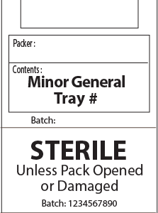 Minor General Tray # (Sequential numbers) - 103x40mm, Piggy Back Label, 500/roll