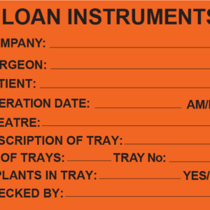LOAN INSTRUMENTS - 100 x 80, PAPER, Black Print on Fluoro Orange label, 400 per roll