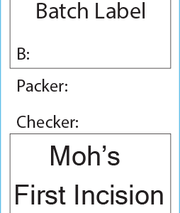 Moh's First Incision Tray # - 72x35mm, Black Print on Steam Indicator Piggy Back, 500/roll