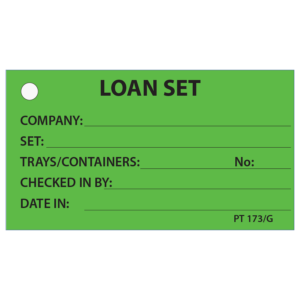 LOAN SET - 50 x 90, Black print on Green, 100 per packet with ties