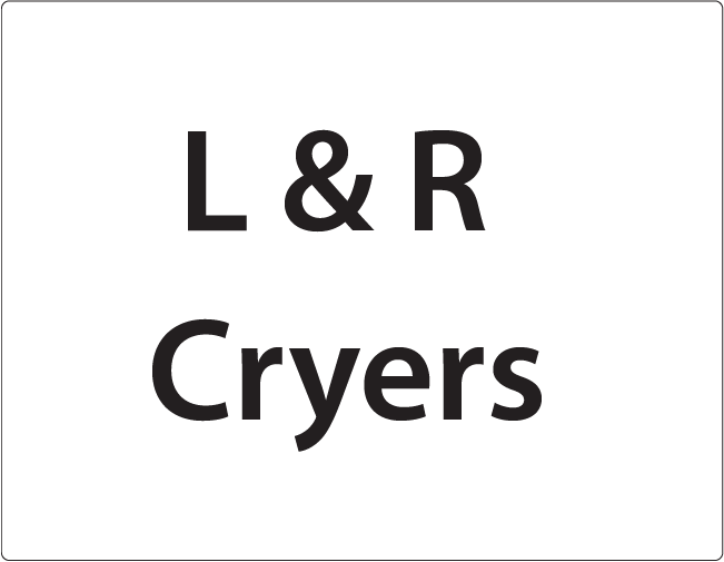 L & R Cryers -27mm x 36mm Black Print on White Label, 400 per roll