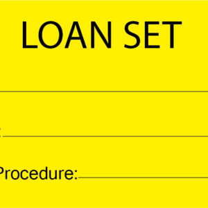 LOAN SET - 50 x 90, Black Print on Yellow, 100 tags per pack with ties