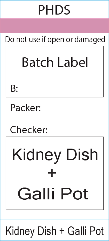 Kidney Dish + Galli Pot 72 x 35 Black print Printed white Piggy Back label with STEAM INDICATOR, 500 per roll