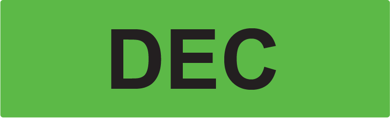 DEC- 40 x 12, PAPER, Black print on Fluoro Green Label, 800 per roll