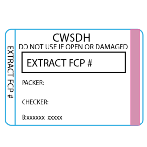 Extract FCP # - 50 x 35 , Black print on White piggyback Label with steam indicator 500 per roll