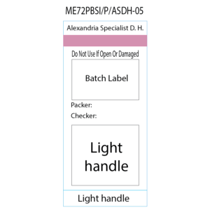 Light handle' Alexandria Specialist D.H. Pre-printed white Piggy Back label with steam indicator 72mm x 35mm 500 per roll
