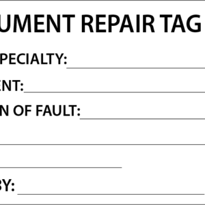 Instrument Repair Tag - 50 x 90, Black print on White, 100 per pack with ties