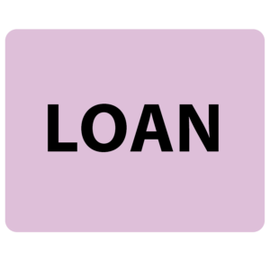 LOAN - 43mm x 55mm, PAPER, Black print on Violet Label, 400 per roll