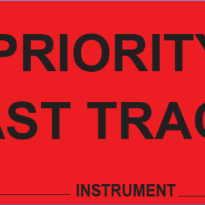 PRIORITY FAST TRACK - 110 x 50, POLY, Black print on Red Polytag, 100 per pack with ties