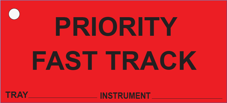 PRIORITY FAST TRACK - 110 x 50, POLY, Black print on Red Polytag, 100 per pack with ties