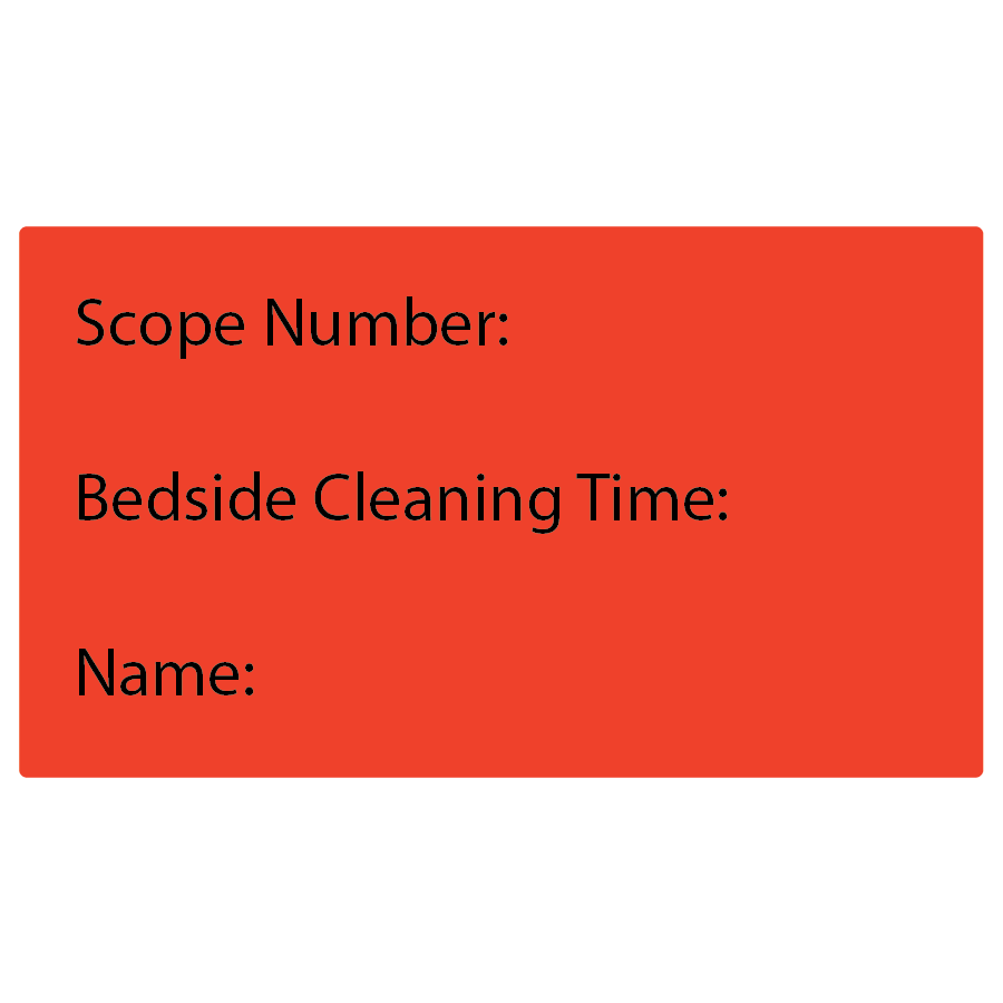Scope label 70x40mm, Black print on fluoro red 500p/roll