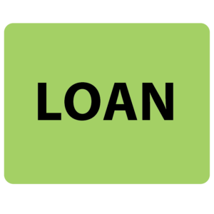 LOAN - 43mm x 55mm, PAPER, Black print on Green label, 400 per roll