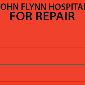 JOHN FLYNN REPAIR TAG -90 x 50, Black print on Red,100 per packet with ties..