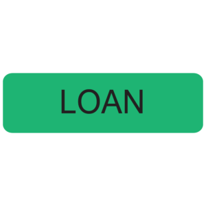LOAN - 40 x 12mm, PAPER, Black on Fluoro GREEN, 800 per roll