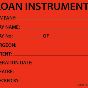 LOAN INSTRUMENT LABEL - 100 x 80, PAPER, Black print on Fluoro Red label, 400 per roll