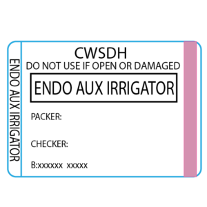 Endo Aux Irrigator -50 x 35 , Black print on White piggyback Label with steam indicator 500 per roll