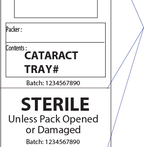 ME110PB/FNDH-01 Cataract Tray # -(Sequentially numbered for traceability)- 4 PART (including lifting slit on left side) PIGGY BACK WHITE LABEL (103mm x 40mm) - 500/ROLL