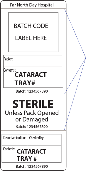 ME110PB/FNDH-01 Cataract Tray # -(Sequentially numbered for traceability)- 4 PART (including lifting slit on left side) PIGGY BACK WHITE LABEL (103mm x 40mm) - 500/ROLL