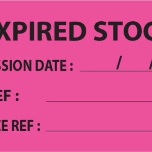 EXPIRED STOCK- 70 x 40 - PAPER, Black on Fluoro Pink, 500 Per Roll