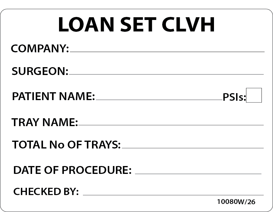 LOAN SET CLVH - PAPER, 100 x 80, Black Print on White Label, 400 per roll