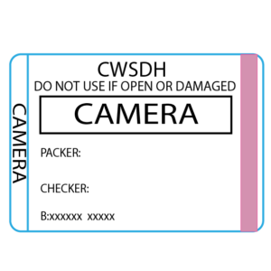 Camera - 50 x 35 , Black print on White piggyback Label with steam indicator 500 per roll