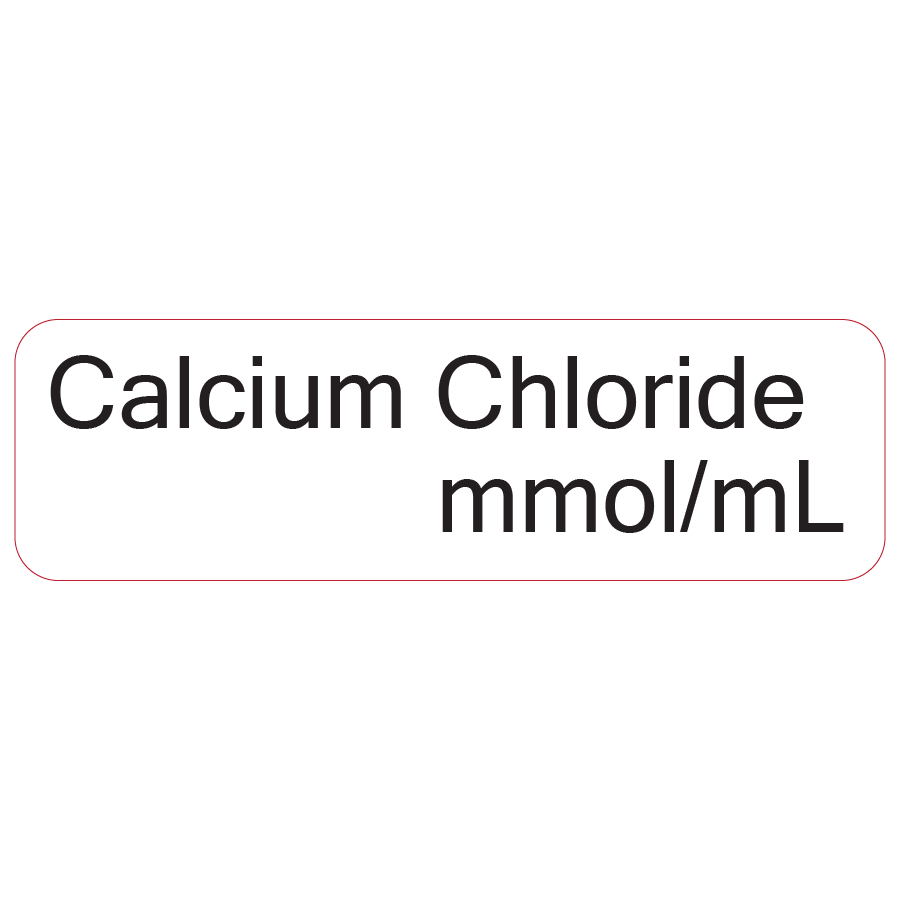 Calcium Chloride mmol/mL - 40 x 12, PAPER, Black print on White Label, 800 per roll