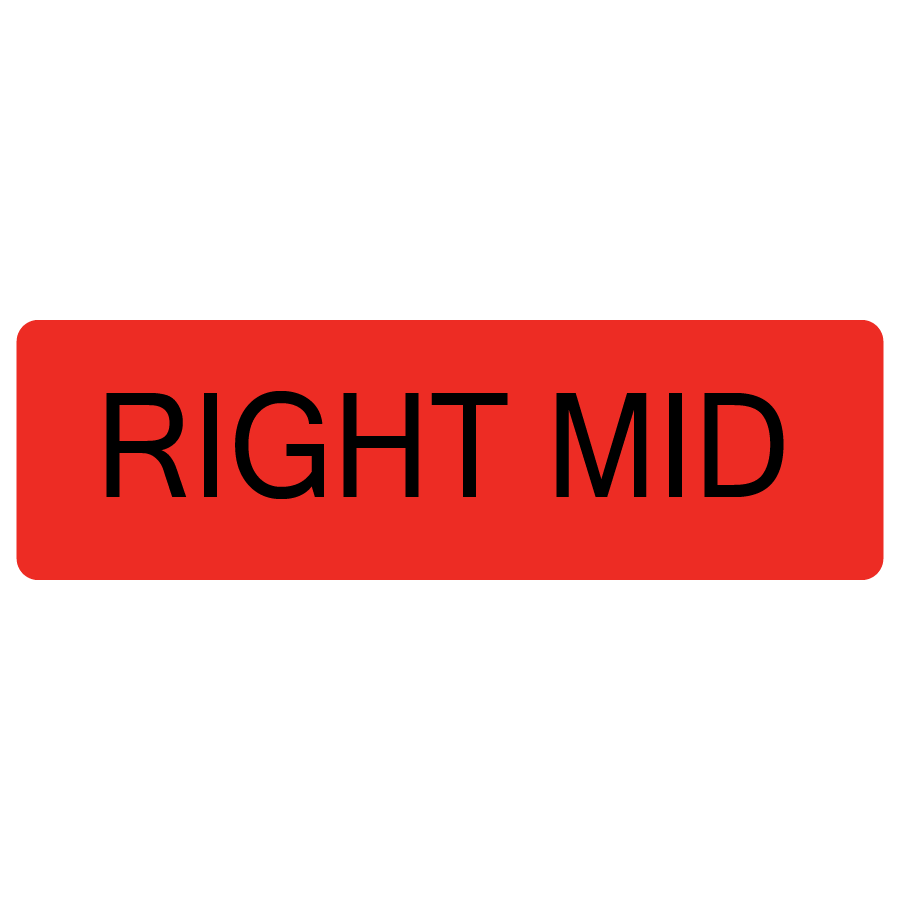 RIGHT MID - 40 x 12, PAPER, Black on Fluoro Red Label, 800 per roll