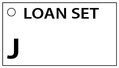 LOAN SET J - 90 x 50, Black print on White,100 per pack with ties