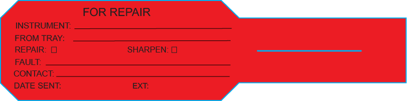 FOR REPAIR, Black on Red, 60mmx241.3mm, 500 labels per roll.