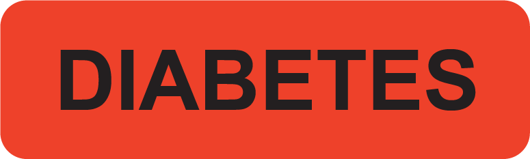 DIABETES- 40 x 12, PAPER, Black print on Red Label, 800 per roll