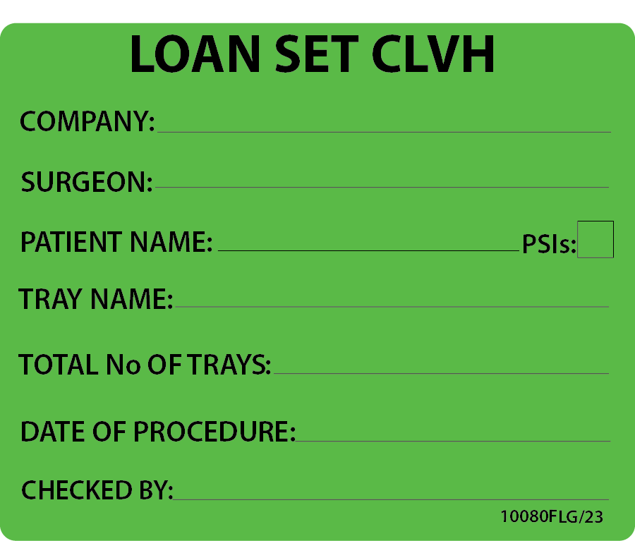 LOAN SET CLVH - PAPER, 100 x 80, Black Print on Fluoro Green Label, 400 per roll.